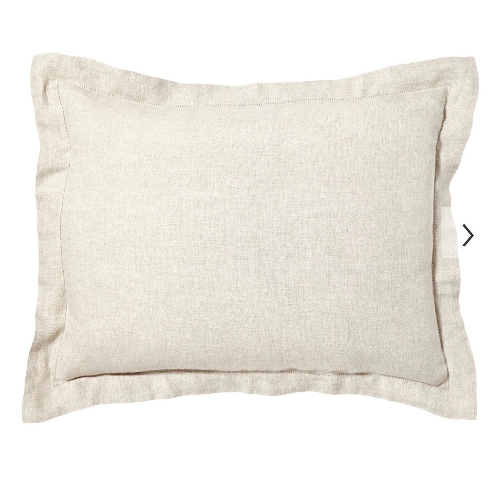 Pottery Barn Belgian Flax Linen Standard Pillow Shams Oatmeal Beige 2pc